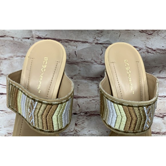 BCBG Women’s Double Strap  Wedge Platform Sandal’s  Shoes BG-CARMYN Tan Size 10M - Picture 8 of 12